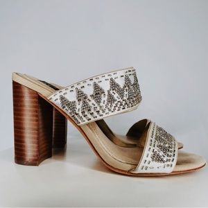 Satin beaded Chunky block Heels /wedding heels